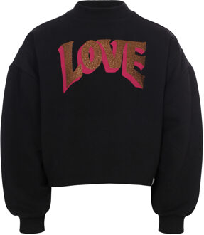 winter sweater meisjes - zwart - ruffle - maat 104