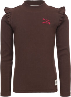 winter t-shirt meisjes - donker bruin - rib/longsleeve - maat 104