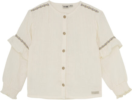 winter t-shirt meisjes - wit - longsleeve/ruffle - maat 116