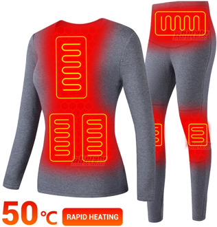 Winter Thermal Underwear Women Electric Heated Underwear USB Battery Powered Women's Ski Suit Heating Fleece Thermal Long Johns