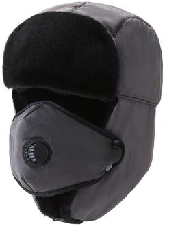 Winter Thermische Bomber Hoeden Mannen Vrouwen Mode Oor Bescherming Gezicht Winddicht Ski Cap Dikke Warme Paar Hoed Rijden Outdoor hoed grijs