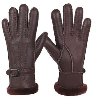 Winter Thicken Warm Mens Vijf Vinger Handschoenen Pu Leer Plus Fluwelen Pols Sneeuw Dag Warmer Mittens Handschoenen Waterdicht Xmas 6