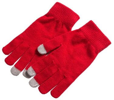 Winter Touch Screen Handschoenen Vrouwen En Mannen Warm Plus Fleece Wanten Dubbele Dikke Pluche Warm Stretch Gebreide Verdikking Handschoenen rood