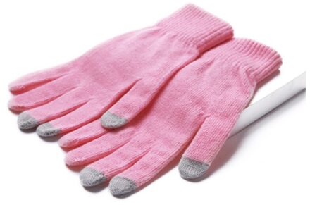 Winter Touch Screen Handschoenen Vrouwen En Mannen Warm Plus Fleece Wanten Dubbele Dikke Pluche Warm Stretch Gebreide Verdikking Handschoenen roze