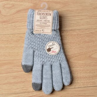Winter Touchscreen Handschoenen Vrouwen Mannen Warm Stretch Knit Mittens Imitatie Wol Volledige Vinger Guantes Vrouwelijke Gehaakte Luvas Dikker Grijs
