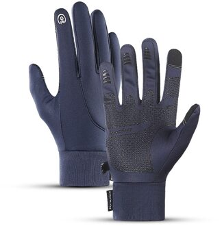 Winter Touchscreen Handschoenen Winddicht Warme Handschoenen Waterbestendig Thermische Katoen Antislip Handschoenen Unisex blauw / L
