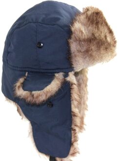 Winter Trapper Aviator Trooper Hoed Stijl Volwassen Mannen Warm Patchwork Ski Hoed Unisex Gehoorbescherming Winter Cap Blauw