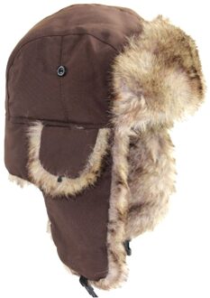 Winter Trapper Aviator Trooper Hoed Stijl Volwassen Mannen Warm Patchwork Ski Hoed Unisex Gehoorbescherming Winter Cap koffie