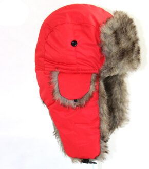 Winter Trapper Aviator Trooper Hoed Stijl Volwassen Mannen Warm Patchwork Ski Hoed Unisex Gehoorbescherming Winter Cap Rood