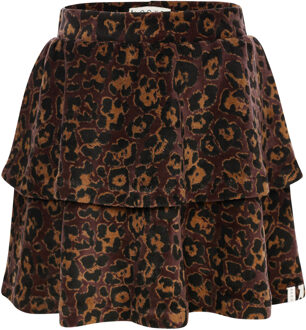 winter velvet rok meisjes - bruin - luipaard - maat 104