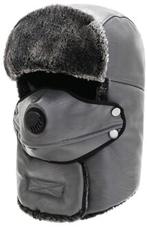 Winter Verdikking Plus Fluwelen Lei Feng Hoed Mannen En Vrouwen Outdoor Oor Bescherming Fietsen Hoed Winddicht Masker grijs