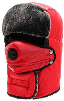 Winter Verdikking Plus Fluwelen Lei Feng Hoed Mannen En Vrouwen Outdoor Oor Bescherming Fietsen Hoed Winddicht Masker rood