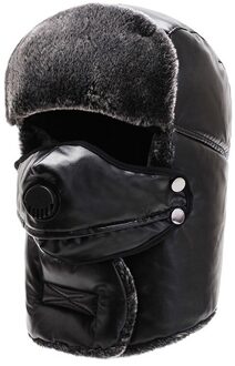 Winter Verdikking Plus Fluwelen Lei Feng Hoed Mannen En Vrouwen Outdoor Oor Bescherming Fietsen Hoed Winddicht Masker zwart