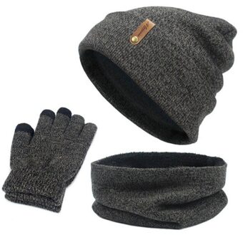 Winter Vrouw Mannen Jonge Student Sjaal Handschoenen Hoed Cap Accessoires Warm Thicken Knit Europa Amerika Japan Korea 101904 grijs