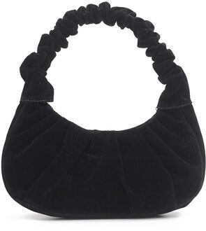 Winter Vrouwen Cloud Zakken Zachte Corduroy Kleine Schoudertassen Geplooide Handtassen Vrouwelijke Portemonnees Avond Party Clutch zwart