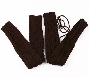Winter Vrouwen Lange Beenwarmers Gebreide Knie Hoge Stocking Effen Thermische Beenwarmers Dames Beenwarmers koffie