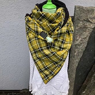 Winter Vrouwen Sjaal Mode Plaid Printing Button Soft Wrap Casual Warme Sjaals Sjaal Echarpe Hiver Femme geel