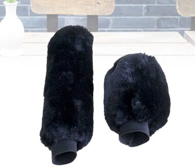 Winter Warm Antislip Pluche Stuurhoes Handrem Hoes Gear Cover Auto Decoratie (Beige) zwart