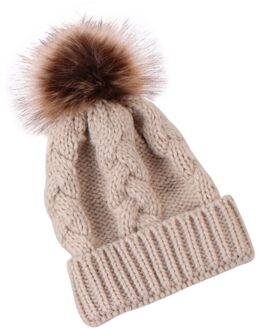 Winter Warm Gebreide Muts Schattige Kinderen Hoed Baby Haak Beanie Cap Acryl Fiber Hat (Zwart) Beige