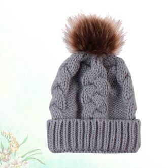 Winter Warm Gebreide Muts Schattige Kinderen Hoed Baby Haak Beanie Cap Acryl Fiber Hat (Zwart) grijs