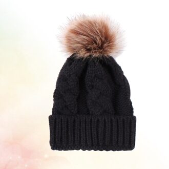 Winter Warm Gebreide Muts Schattige Kinderen Hoed Baby Haak Beanie Cap Acryl Fiber Hat (Zwart)