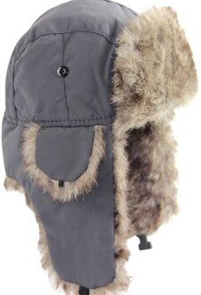 Winter Warm Houden Unisex Mannen Vrouwen Russische Hoed Trapper Bomber Warm Oorklep Winter Ski Hoed Mode Pluizige Faux Fur cap Grijs