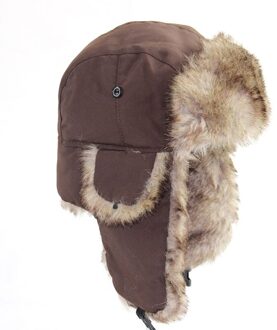 Winter Warm Houden Unisex Mannen Vrouwen Russische Hoed Trapper Bomber Warm Oorklep Winter Ski Hoed Mode Pluizige Faux Fur cap koffie