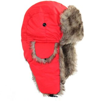 Winter Warm Houden Unisex Mannen Vrouwen Russische Hoed Trapper Bomber Warm Oorklep Winter Ski Hoed Mode Pluizige Faux Fur cap Rood