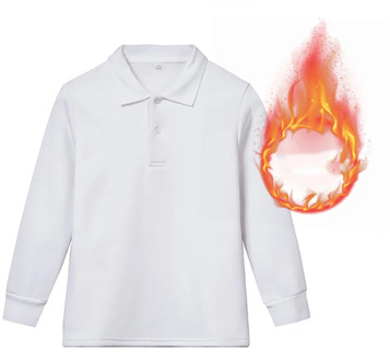 Winter Warm Kids Boys Clothes Fleece Long Sleeve Polo Shirts Fashion Teenagers White Sport Polos Girls Turn Down Collar Costume