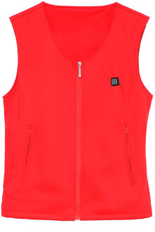 Winter Warm Verwarming Vest Oplaadbare Gebreide Puur Katoen Elektrische Vest Intelligente Usb Mannelijke Vrouwelijke V Kraag Elektrische Kleding rood / XXXL