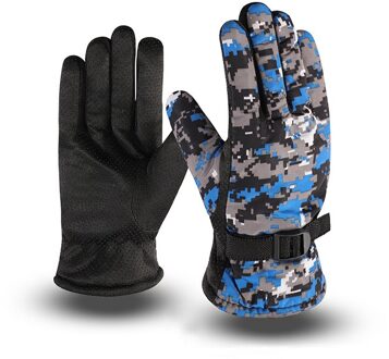 Winter Warm Volledige Vinger Waterdichte Fiets Handschoenen Winddicht Warm Anti-Slip Outdoor Skiën Fietsen Riding Motocross Handschoenen Blue2
