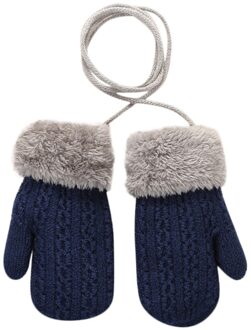 Winter Warme Fluwelen Warme Katoenen Handschoenen Peuter Baby Meisjes Jongens Outdoor Winter Patchwork Warm Houden Wanten Handschoenen Cartoon Stijl Blauw