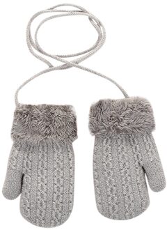 Winter Warme Fluwelen Warme Katoenen Handschoenen Peuter Baby Meisjes Jongens Outdoor Winter Patchwork Warm Houden Wanten Handschoenen Cartoon Stijl Grijs