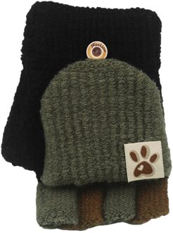 Winter Warme Handschoenen Kinderen Gebreide Wanten Meisjes Jongens Vingerloze Wanten Kids Flip Half Vinger Handschoenen Soft Thicken 2-8Y
