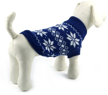 Winter Warme Kerst Puppy Hond Pet Sneeuwvlok Stijl Coltrui Kleding Truien Jas 6 Size Blauw / L