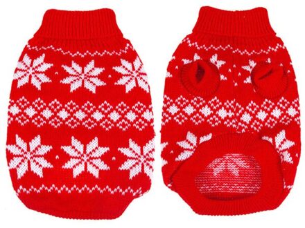 Winter Warme Kerst Puppy Hond Pet Sneeuwvlok Stijl Coltrui Kleding Truien Jas 6 Size Rood / XL