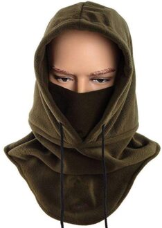 Winter Warme Muts Mannen Vrouwen Fiets Nek Hoeden Thermische Fietsen Cap Hoed Winter Motorfiets Bivakmuts Snowboard Bivakmuts Gezichtsmasker leger groen