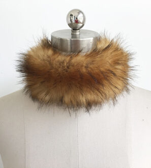 Winter Warme Sjaal Vrouwen Faux Vos Bontkraag Sjaals Sjaal Stola Harige Hals Wrap Cirkels bruin