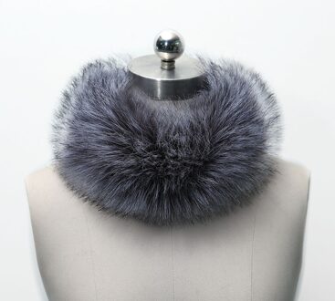 Winter Warme Sjaal Vrouwen Faux Vos Bontkraag Sjaals Sjaal Stola Harige Hals Wrap Cirkels grijs