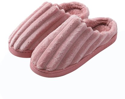 Winter Warme Thuis Vrouwen Bont Slippers Leuke Effen Kleur Indoor Katoen Dames Slippers Zachte Memory Foam Koppels Schoenen # P30 heet roze / 9.5