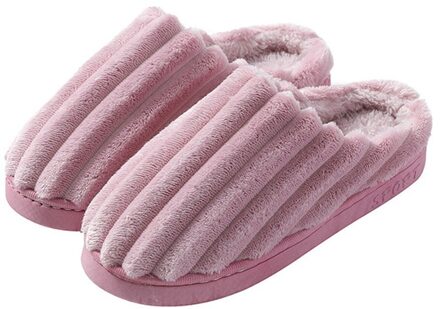Winter Warme Thuis Vrouwen Bont Slippers Leuke Effen Kleur Indoor Katoen Dames Slippers Zachte Memory Foam Koppels Schoenen # P30 Paars / 8.5