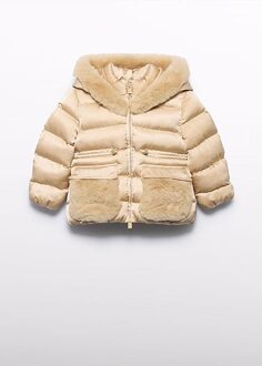 winter winterjas meisjes - beige - Maat 122