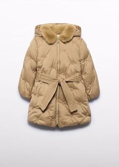 winter winterjas meisjes - bruin - gewatteerd - Maat 152