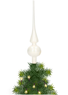 Winter witte glazen kerstboom piek glans 26 cm