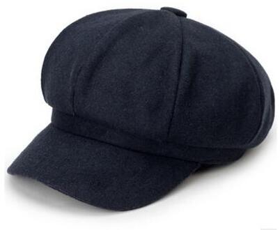 Winter Wol Baseball Caps Effen Kleur Literatuur en Kunst Krantenverkoper Dames Casual Plaid Baret Hoed Retro Achthoekige Caps M2272 Blauw