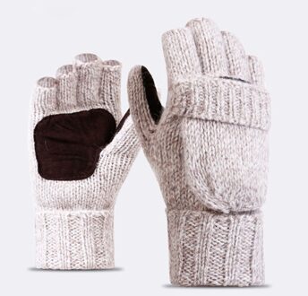 Winter Wol Handschoenen Dikke Warme Wanten Mode Mannen Vrouwen Hand Pols Warmer Winter Effen Dames Vingerloze Handschoenen Mitten Beige