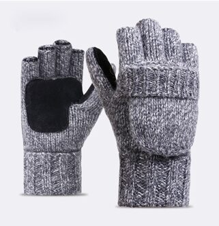 Winter Wol Handschoenen Dikke Warme Wanten Mode Mannen Vrouwen Hand Pols Warmer Winter Effen Dames Vingerloze Handschoenen Mitten grijs