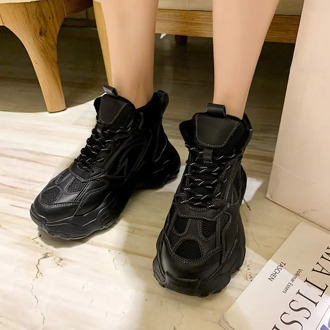 Winter Women Chunky Sneakers Vulcanized Shoes Female Black Platform Short Boots Comfortable Light Keep Warm Casual Shoes 6CM