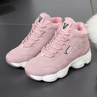 Winter Women's Warm Shoes Short Plush Shoes for Women Pink White Black Platform Sneakers Trainers Female Thick Soled Chaussure