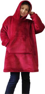 Winter Zachte Warme Wearable Hooded Deken Met Mouwen Microfiber Pluche Outdoor Hoodie Flanel Sherpa Fleece Dekens rood